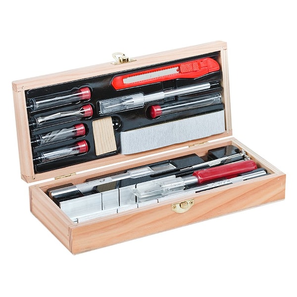 Excel Blades Deluxe Knife & Tool Set, Wood Working Set Bulk, Wooden Box, 6pk 44286 - main